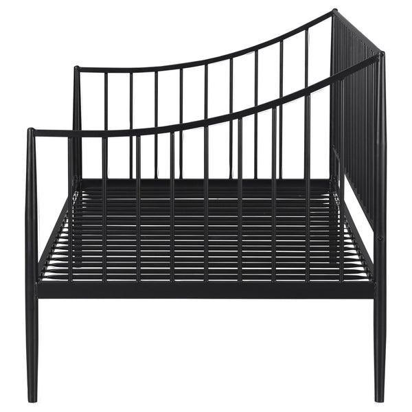 English Elm Jeremy Matte Black Twin Daybed Frame – Powder-Coated Metal, Slim Airy Profile, Sloping Sides & Tapered Posts (Ideal for Kids, Office, Multifunctional Spaces) B062S01354