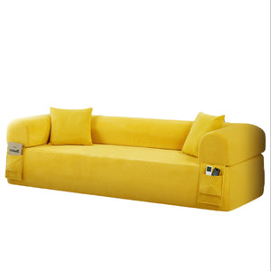 English Elm Spring Sofa with Pocketed Springs and High-Density Foam, Breathable Fabric, Pillows & Storage Yellow B347P406035