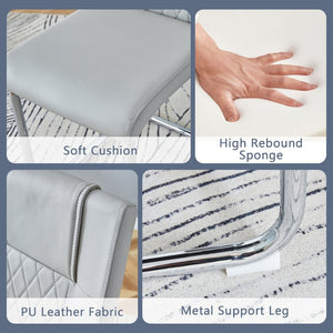 English Elm Table Set With Black Marble Top & Stainless Steel Legs - 6 Light Gray Pu Chairs For Modern Dining W1151S01964-GIGA