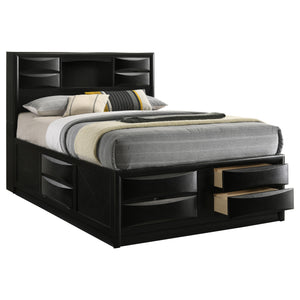English Elm Jazz Black Queen Storage Bed With Bookcase Headboard & Underbed Storage – Stylish & Space-Saving Design B062S00936