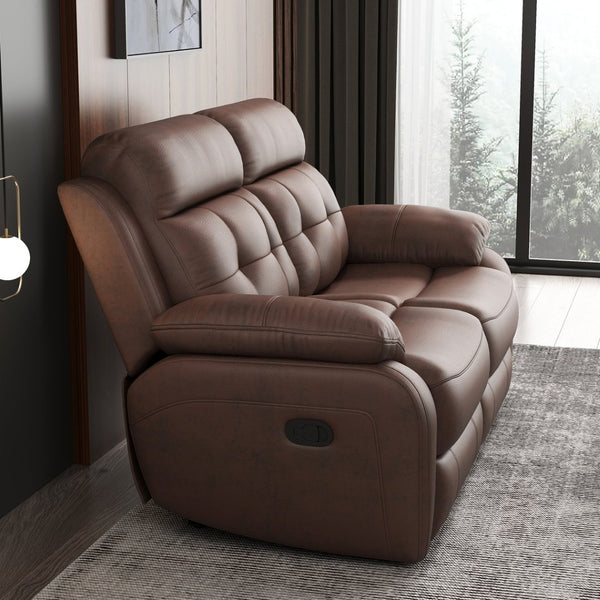 English Elm Genuine Leather Manual Reclining Loveseat Tufted Two Seat Club Style Sofa W1896S00006