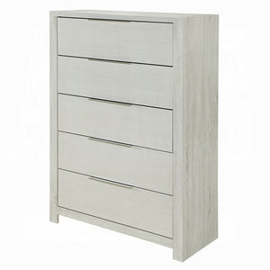 English Elm Modern Five-Drawer Storage Chest with Full-Extension Dovetail Drawers and Sleek Metal Handles, 38W Beige 41 L x 19 W x 59 H B2741P405640