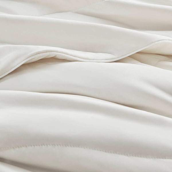 English Elm 1-piece King Reversible Tencel Fill Comforter with Sculptural Weave Cooling Texture White B035P408274