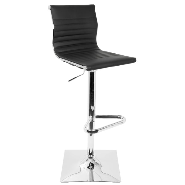 English Elm Masters Contemporary Adjustable Barstool with Swivel, Faux Leather Seat, Chrome Base, Comfort Height Black B202P222338