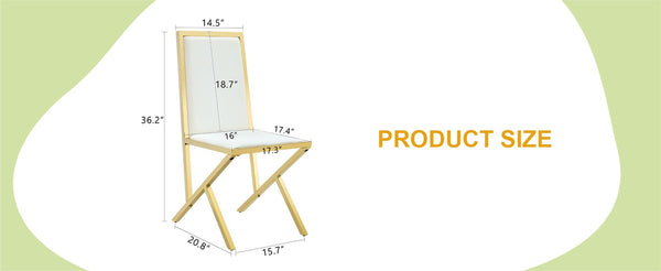 English Elm 2-pack Black Pu Leather Dining Chairs with Angled Silver Metal Legs Modern Set White+Gold W1151P301829
