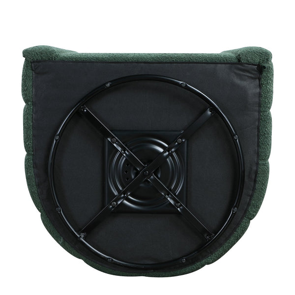 English Elm Modern Swivel Chair with Ottoman in Bouclé Fabric, Solid Wood Frame, Cozy Curved Design for Living Rooms Green 32 L x 31 W x 31.25 H B011P281846