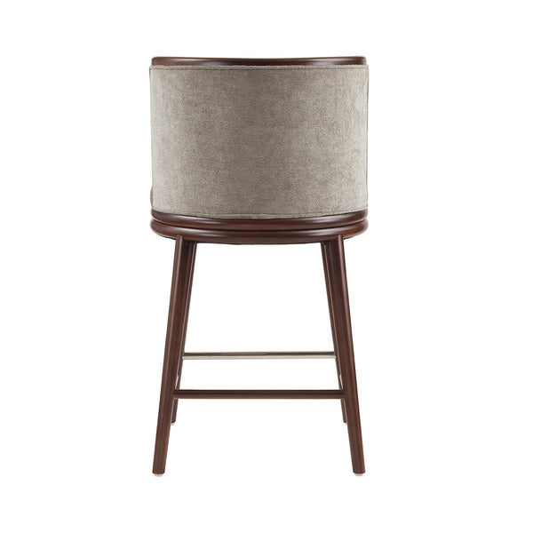 English Elm Evalyn Dove Textured Chenille Counter Stool With Durable Beech Wood Legs & Stainless Steel Footrest B365P398045