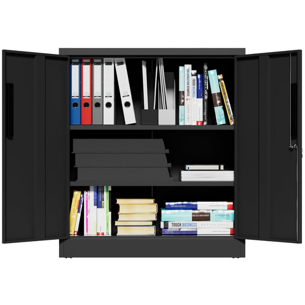 English Elm Metal Lockable Steel Cabinet Two Adjustable Shelves Garage Office Utility Storage T2398P442669
