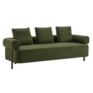 English Elm Christopher Knight Home® - 78" Modern 3-Seater Upholstered Sofa with Plush Pillows, Bouclé Fabric, Sturdy Frame, Cozy Style Green N767P308857G
