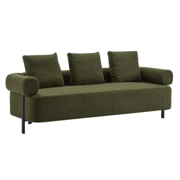 English Elm Christopher Knight Home® - 78" Modern 3-Seater Upholstered Sofa with Plush Pillows, Bouclé Fabric, Sturdy Frame, Cozy Style Green N767P308857G