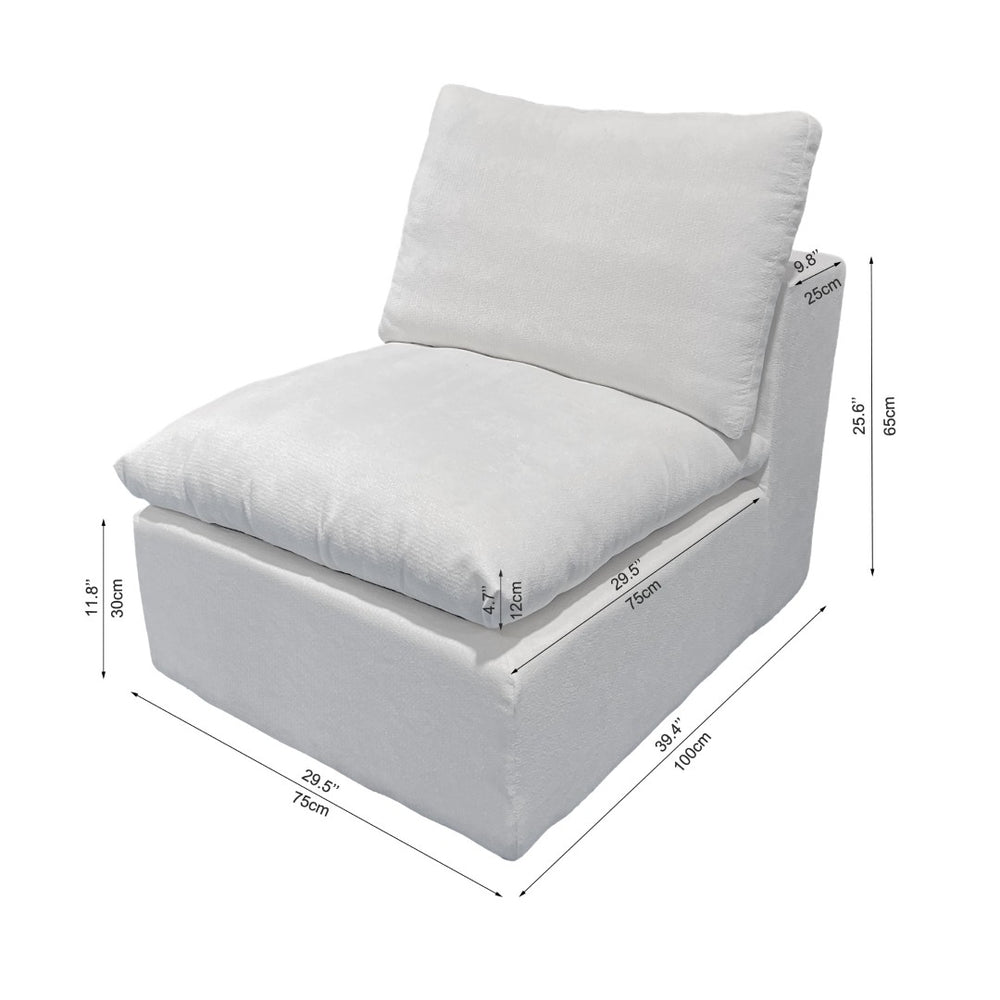 English Elm Wi-010-grey-1u Modular Sectional Sofa with Reversible Chaise in Corduroy Upholstery White W3819P405025