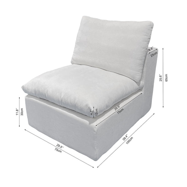 English Elm Wi-010-grey-1u Modular Sectional Sofa with Reversible Chaise in Corduroy Upholstery White W3819P405025