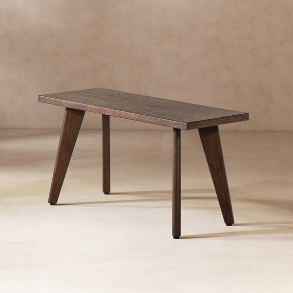 English Elm Jennifer Taylor Home - Capri Solid Red Oak Wood Bench 35.5" Dark Brown — Handcrafted Mid-Century Tapered Legs, Slim Profile for Small Spaces B2719P395570