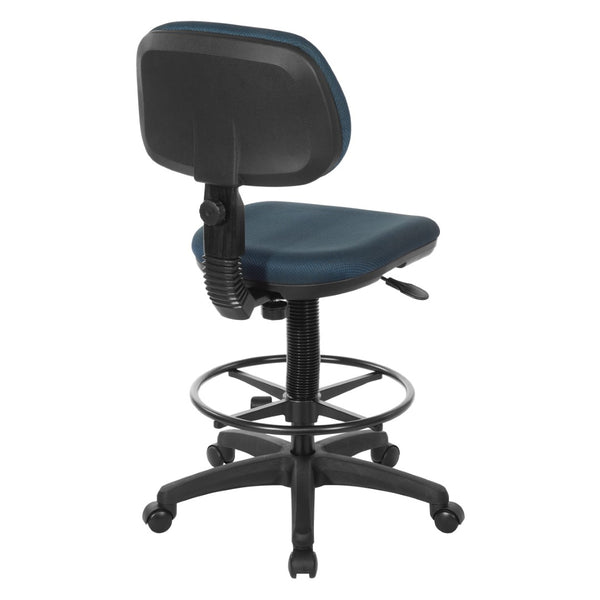 OSP Home Furnishings Sculptured Ergonomic Drafting Chair with Adjustable Footrest and Chrome Nylon Base for Studios DC517-296