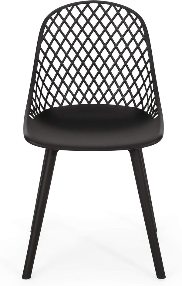 English Elm Christopher Knight Home® - LILY Weather-Resistant Outdoor Dining Chairs Set of 4 — Durable Polypropylene Mesh Design for Patios Black 28 L x 26 W x 19.75 H N776P243071B
