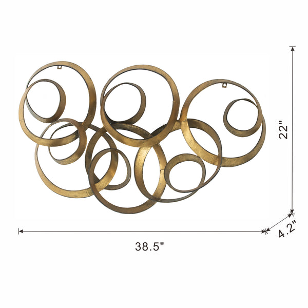 English Elm 38.5x22x4.2" Seretha Gold Leaf Wall Decor — Elegant Metal Leaf Sculpture for Living Room, Office, Bedroom Accent W2078P205307