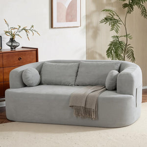 English Elm Loveseat Chenille Upholstered Sofa Compact Foam Seating for Small Apartments and Dens Gray W5385P454890
