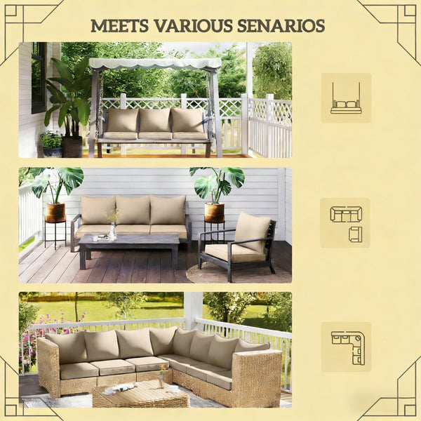 English Elm Seat and Back Cushion Set for Patio Chairs Yarn Dyed Fabric Uv Resistant Beige T3971P443257