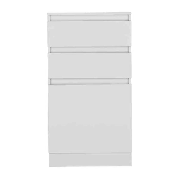English Elm Dresser Maldus compact three-drawer white particle board chest — sleek storage for jewelry & linens B092122858 B092122858
