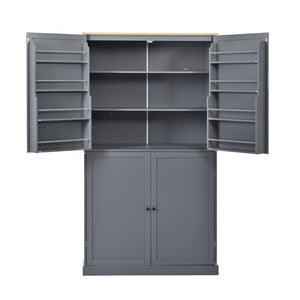 English Elm Topmax Freestanding Pantry Cabinet Gray Mdf with Drawers Door Shelves SP000046AAE