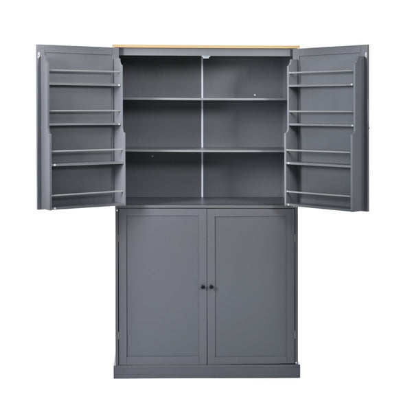 English Elm Topmax Freestanding Pantry Cabinet with Drawers Adjustable Shelves Kitchen Gray N717S000046E