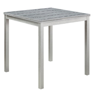 English Elm 5 Piece Counter Height Table Set - Stylish Square Dining Table With 4 Upholstered Chairs, Silver Grey W1998S00070