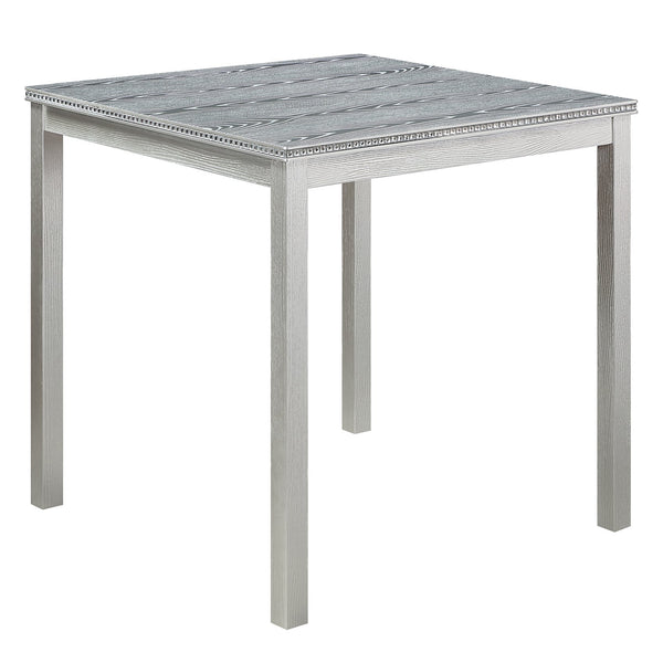 English Elm 5 Piece Counter Height Table Set - Stylish Square Dining Table With 4 Upholstered Chairs, Silver Grey W1998S00070