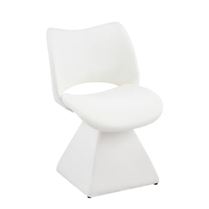 English Elm The Swivel Dining Chair with Hollow Cutout Back Faux Leather Hardwood Frame Modern White W3612P436511
