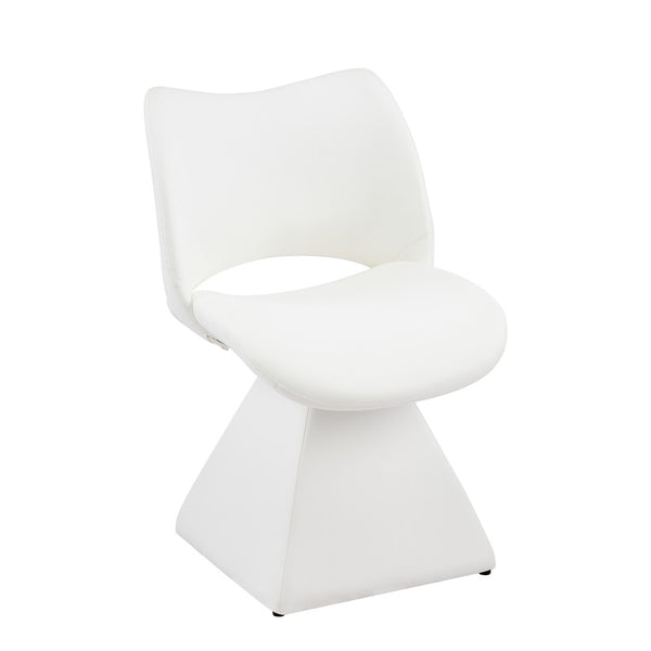 English Elm The Swivel Dining Chair with Hollow Cutout Back Faux Leather Hardwood Frame Modern White W3612P436511