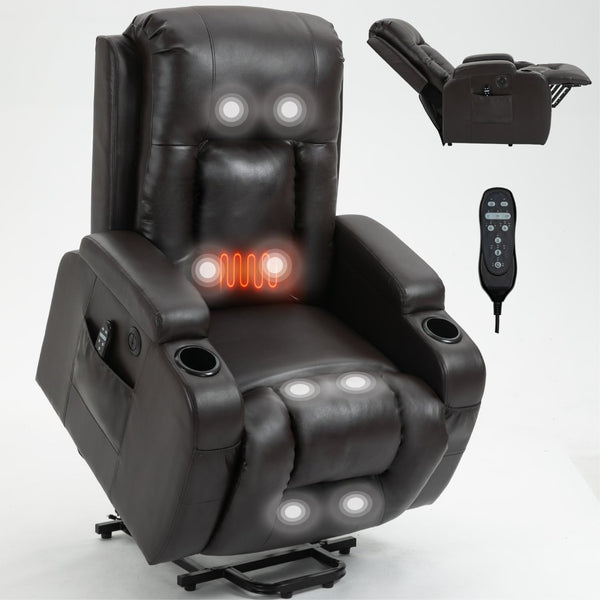 English Elm Infinite Power Lift Recliner with Massage Heating and Usb for Elderly Support W1803S00057