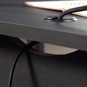 English Elm L-Shaped Desk In Sleek Black Finish - Space-Saving Design With Storage & Cable Management Features B356P402735