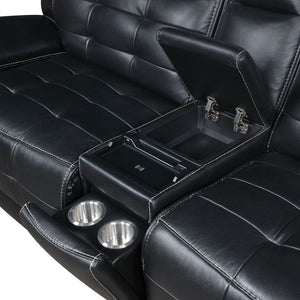 English Elm Hayden Top-grain Leather Power Reclining Sectional with Usb Charging Console B062S01732