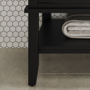 English Elm Christopher Knight Home® - 36" Bathroom Vanity with Ceramic Sink, Solid Wood Legs, Waterproof Finish, Soft-Close Hinges, Open Shelf, Silver Knobs Black N817P286249B