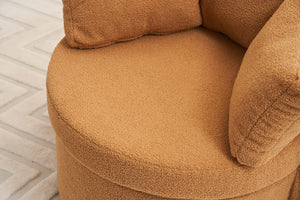 English Elm 029-Teddy Plush Teddy Fabric Swivel Storage Chair with Back Cushion, 360° Rotating Cozy Lounge Seat khaki W527P166252