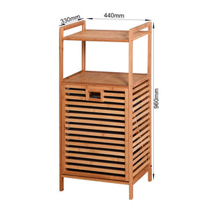 English Elm Bathroom Bamboo Laundry Basket with Tilt-Out Hamper & 2-Tier Shelves, Removable Liner, Space-Saving 37.8" W40934117