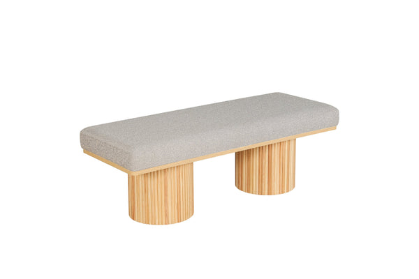 English Elm Upholstered Modern Boucle Bench with Black Chunky Legs, 260lb Capacity, Plush Foam Seat for Entryway Natural Wood W1435S00009