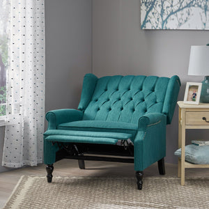 English Elm Christopher Knight Home® - Push Back Recliner Chair with Nailhead Trim and Tufted Wingback, Oversized Pushback Lounge Comfort Teal 64257.00T