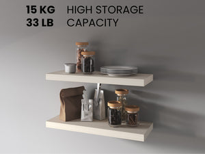 English Elm Fm Furniture Iva Contemporary Floating Shelves - Modern White Oak Melamine, Space-Saving Design X2 B128P361100-GIGA