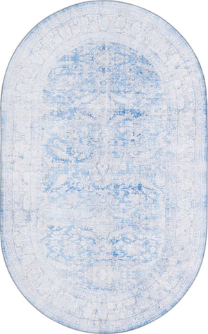 Unique Loom Timeless Thaddeus Machine Made Overdyed Rug Blue, Ivory/Gray 5' 1" x 8' 0"