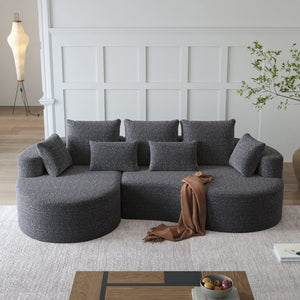 English Elm Modern Chenille Cloud Sectional with Deep Curved Seating and 7 Pillows for Living Room W834S00486