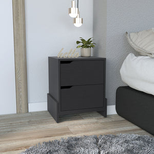 English Elm Luss Modern Nightstand with 2 Drawers, Spacious Engineered Wood Bedside Table in White Finish B200P188870