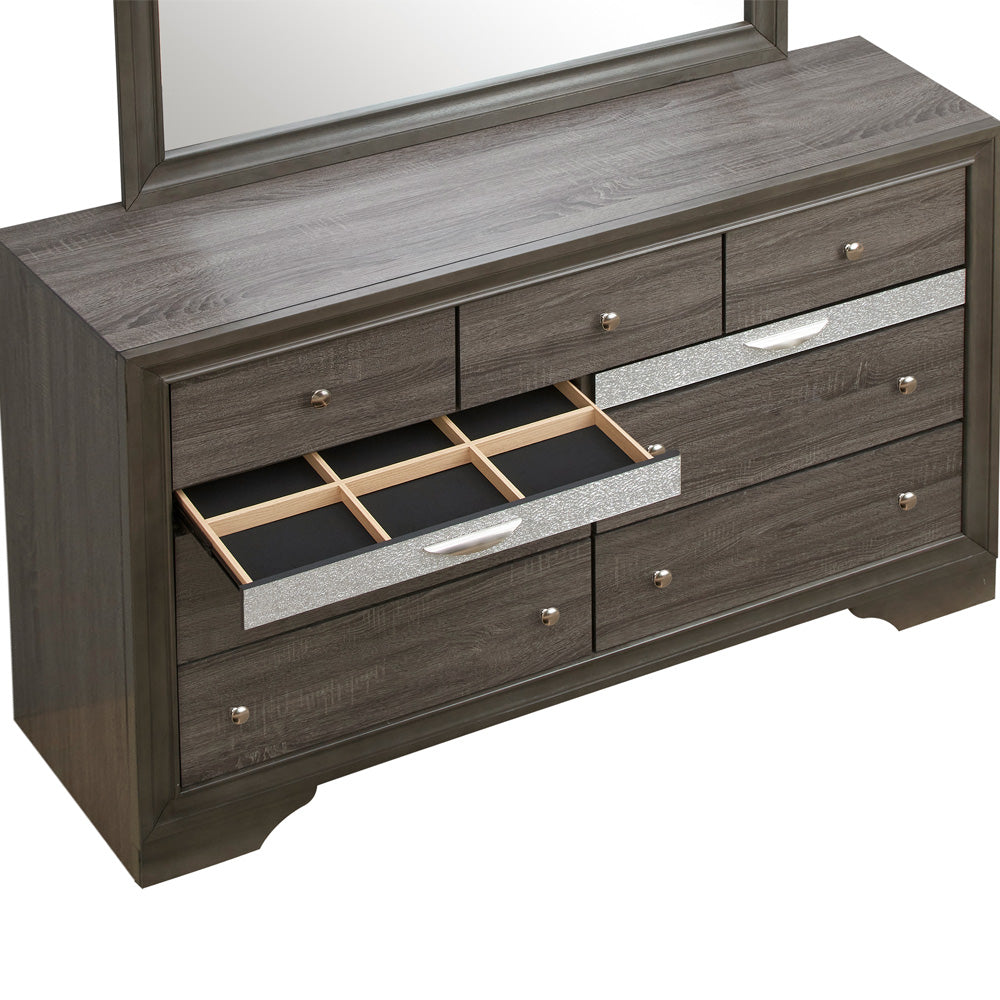 English Elm Madrid 6-Drawer Chest with Felt-Lined Full-Extension Drawers, Modern Laminate Wood Grain Finish Gray 43 L x 66 W x 20 H B078P285997