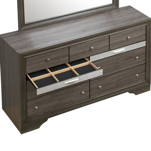 English Elm Madrid 6-Drawer Chest with Felt-Lined Full-Extension Drawers, Modern Laminate Wood Grain Finish Gray 43 L x 66 W x 20 H B078P285997