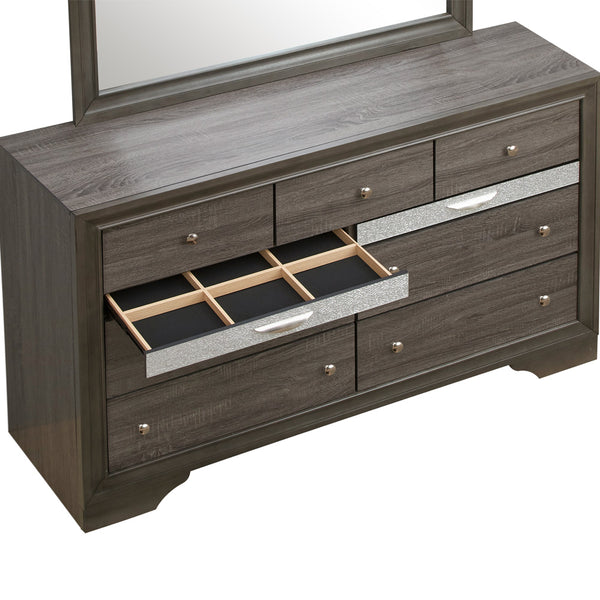 English Elm Madrid 6-Drawer Chest with Felt-Lined Full-Extension Drawers, Modern Laminate Wood Grain Finish Gray 43 L x 66 W x 20 H B078P285997