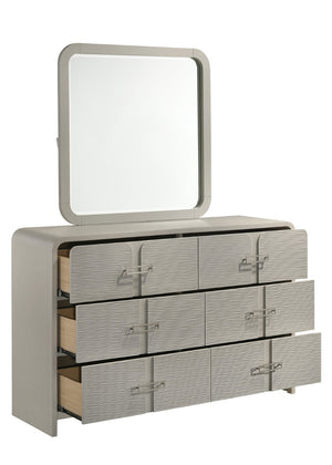 English Elm Aria Modern King Bedroom Set with Upholstered Headboard Built-in Lighting Storage B009S01905