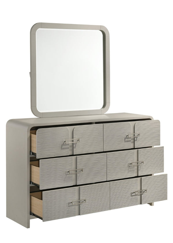 English Elm Aria Five Drawer Chest with Gloss Finish Metallic Pulls and Smooth Glide System B009P355213