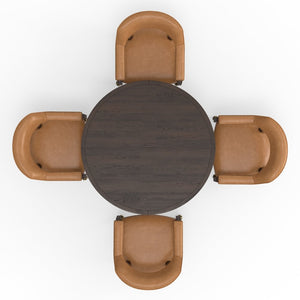 English Elm Gorman Walnut Game Dining Table Set with Faux Leather Nailhead Chairs for 4 B050S00040
