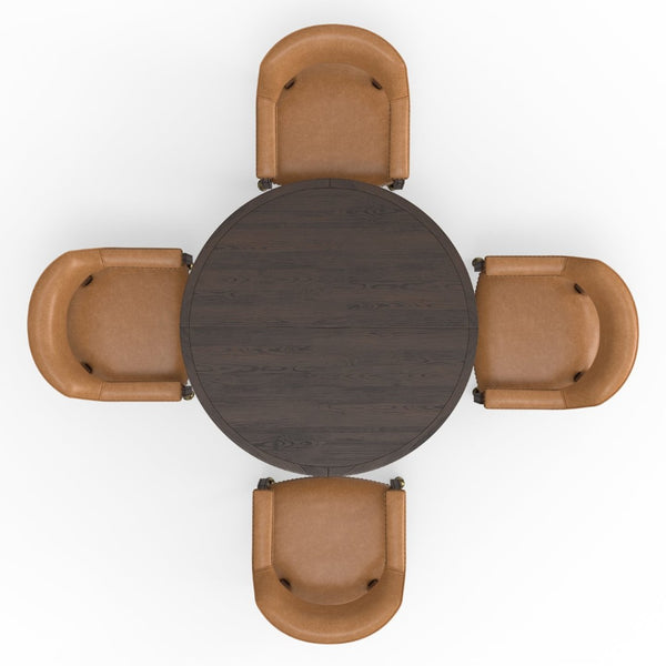 English Elm Gorman Walnut Game Dining Table Set with Faux Leather Nailhead Chairs for 4 B050S00040