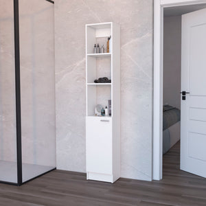 English Elm Brenda Tall Linen Cabinet for Bathroom — Slim 70.87" Storage Tower with 1 Door, Hidden & Open Shelves, Modern Design White 46.07 L x 18.9 W x 5.12 H B128P189936