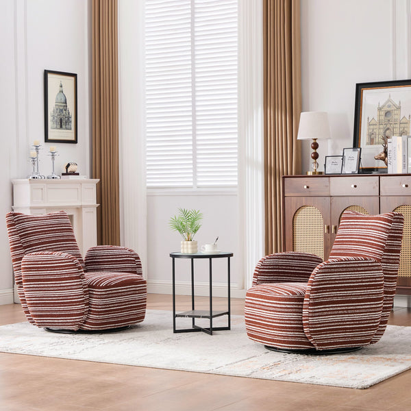 English Elm Modern 360° Swivel Boucle Armchair with High-Resilience Sponge, 550lb Capacity, Cozy Lounge Accent Chair Red W395P355443